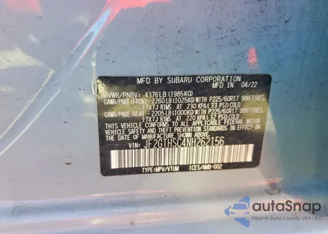 2022 Subaru Crosstrek Sport z USA, uszkodzony, nr VIN JF2GTHSC4NH262156